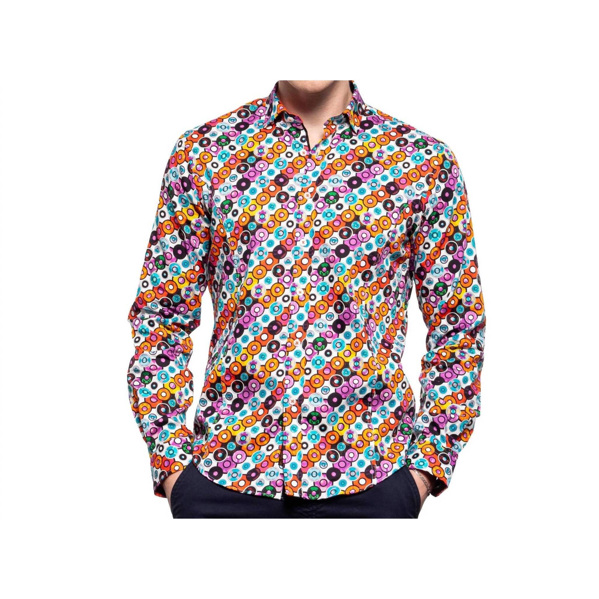 New Eight X Disc Man Button Down Shirt In Multi